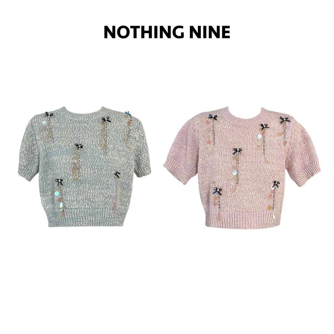 NOTHING NINE沫蝉 蝴蝶结水钻毛衣