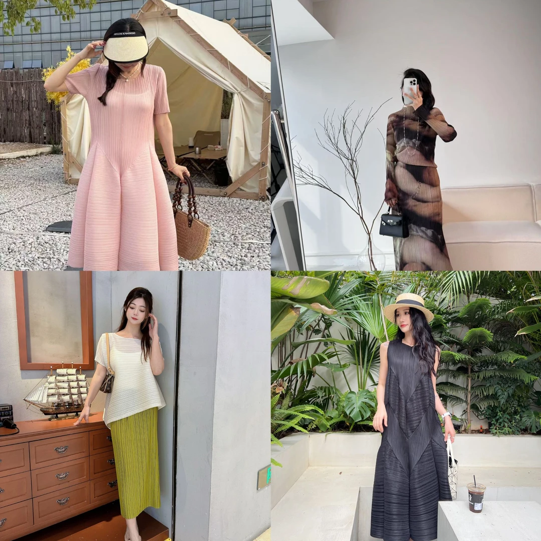 【01-50】2024褶皱时尚设计师秋款气质外套大气连衣裙清清！！