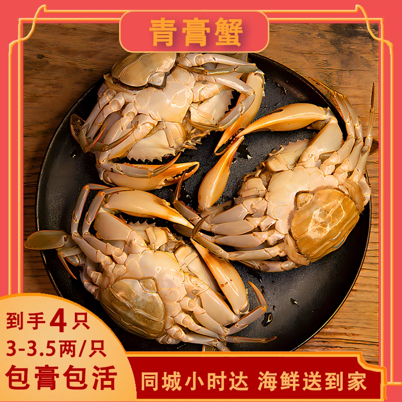 【包活】红膏蟹4只/份/青蟹（150-200g/只）/常温/杭州1-2小时海鲜送到家