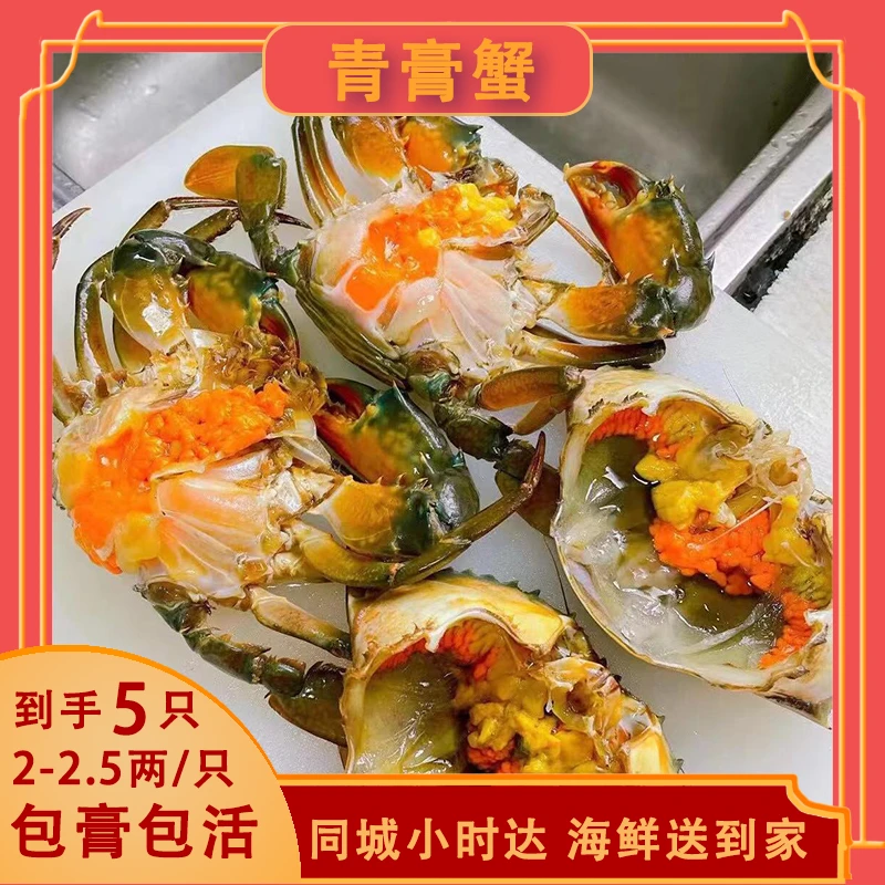 【包活】红膏蟹5只/份/青蟹（90-125g/只）/常温/杭州1-2小时海鲜送到家