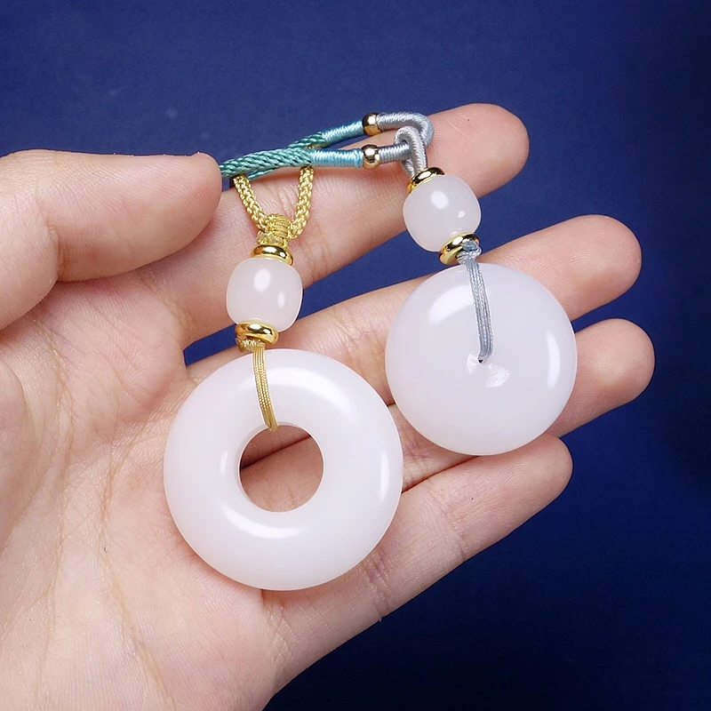 【新粉福利】天然金丝玉平安扣吊坠面包圈挂件男女玉坠