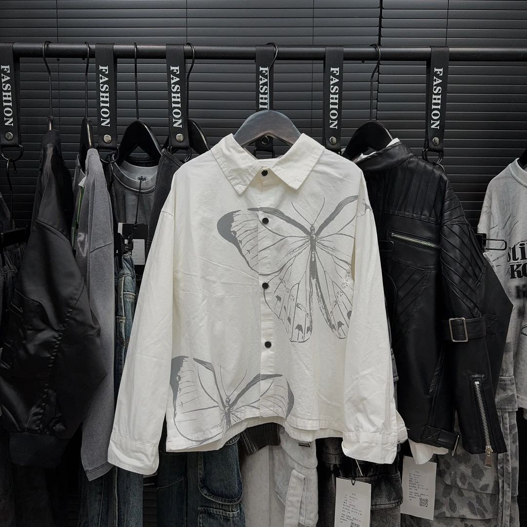 【JOE.KIDS】BC男童秋季蝴蝶印花长袖衬衫嘻哈休闲儿童上衣潮