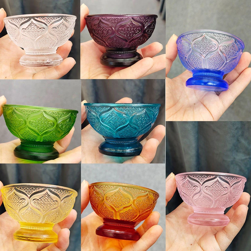 琉璃莲花供碗净水杯用品摆件居家客厅福堂福前礼福奉请圣水杯供杯