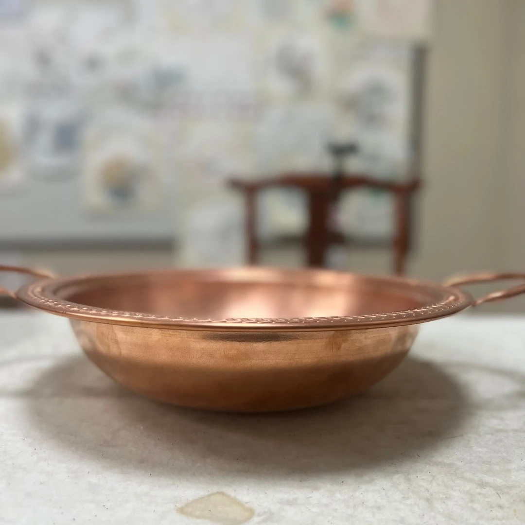 纯紫电磁铜平底锅敞口纯紫铜盆老北京铜锅燃气没有锅盖铜锅涮肉