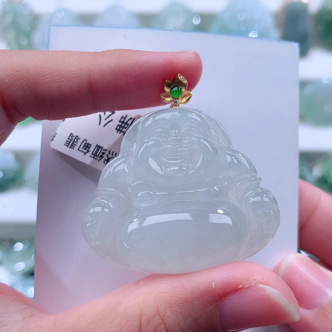 翡翠吊坠(不含链)18K金镶嵌