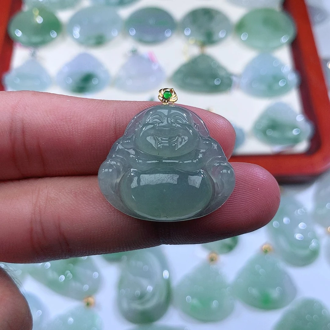 翡翠吊坠(不含链)18K金镶嵌