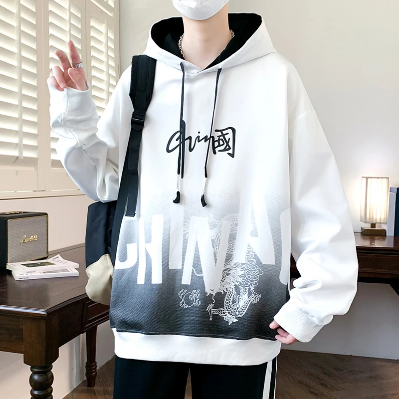 青少年春秋款潮流卫衣男初高中学生男孩帅气外套大童男装连帽上衣