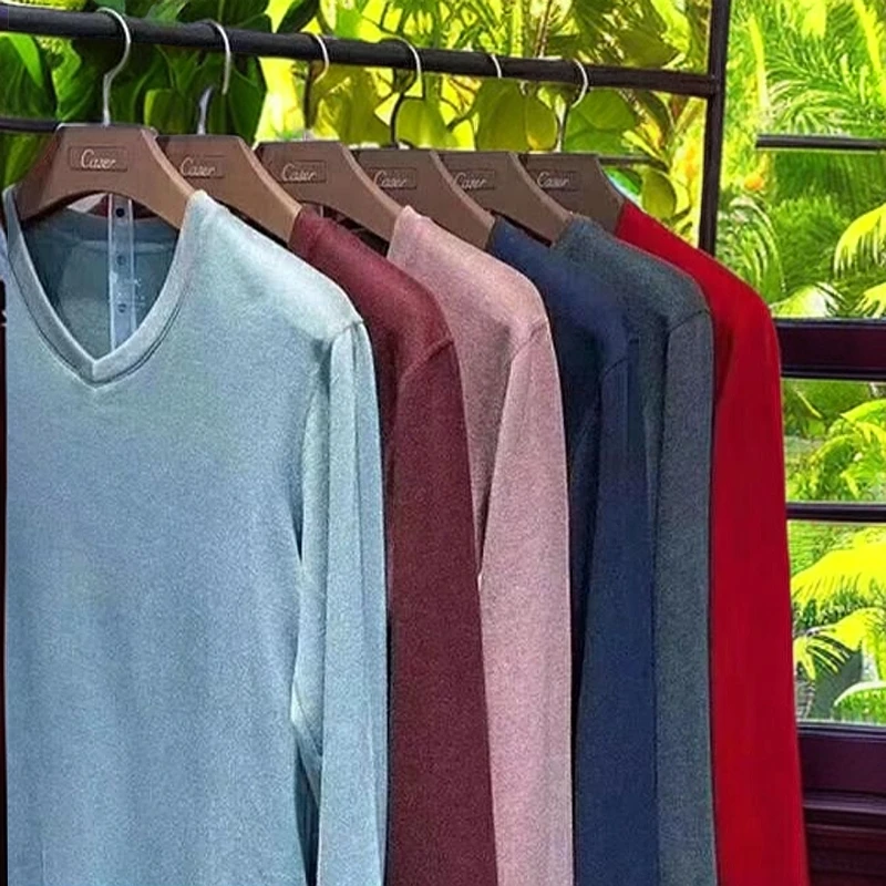 男士内衣馨思特磨绒V领套装AF51701发热纤维加厚