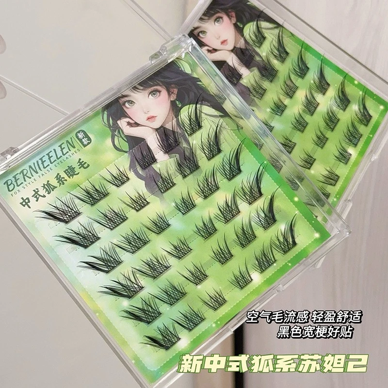 免胶狐系苏妲己假眼睫毛斜飞分段轻欧美妆烟熏浓密加长女卷翘柔软