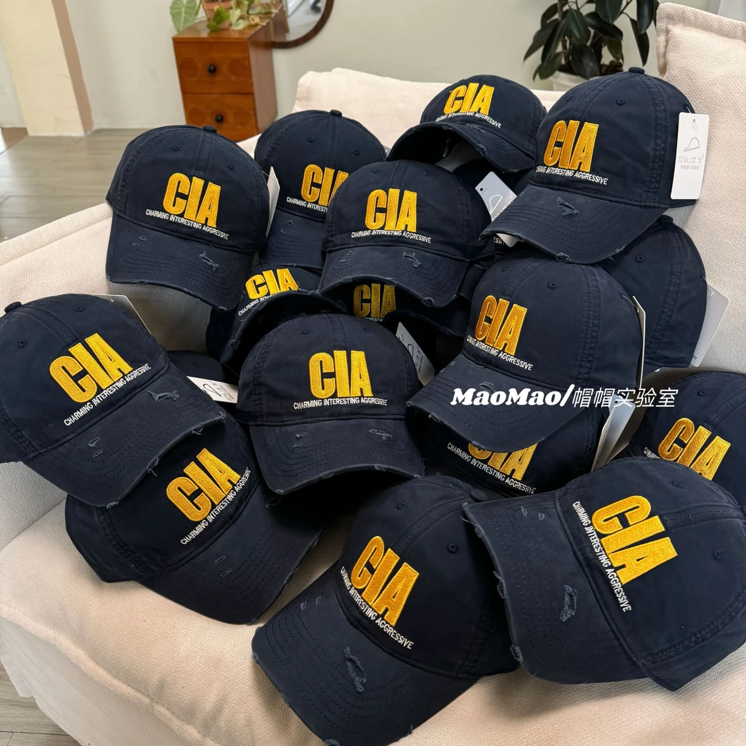 【大标CIA棒球帽】刺绣鸭舌帽女帽子ins风水洗帽休闲百搭拼色软顶男