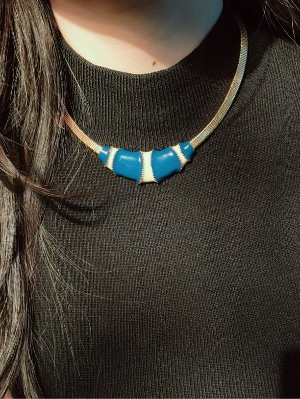 合金项链 ZZ 合集首饰复古蓝白珐琅项链组气质241024