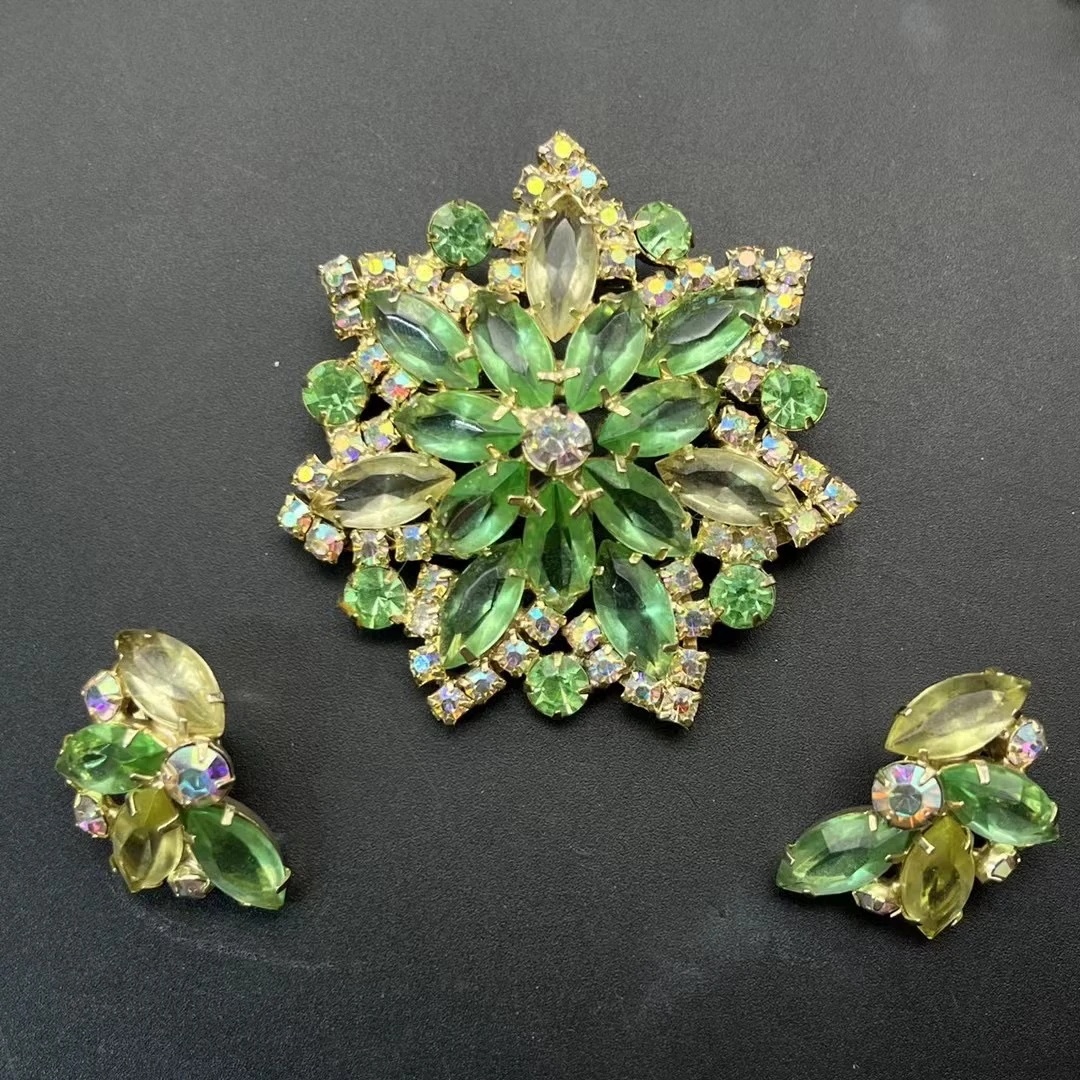 合金胸针 PP中古首饰vintage朱丽安娜Julian复古莱茵石胸针套装