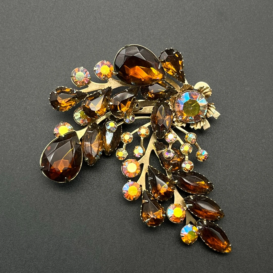 合金胸针 PP中古首饰vintage莱茵石胸针