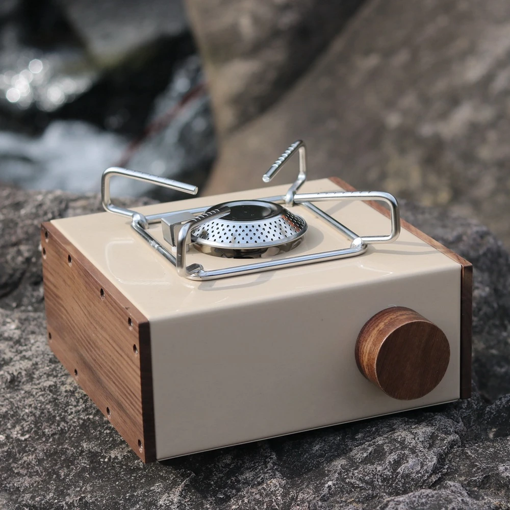 瑕疵品露营卡式户外炉迷你炉烧烤野餐胡桃木家用烧水高端磁吸方便