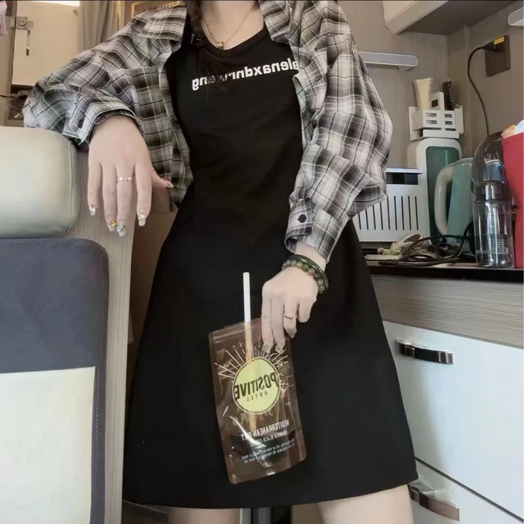 韩系减龄宽松早秋上衣吊带裙两件套#9065