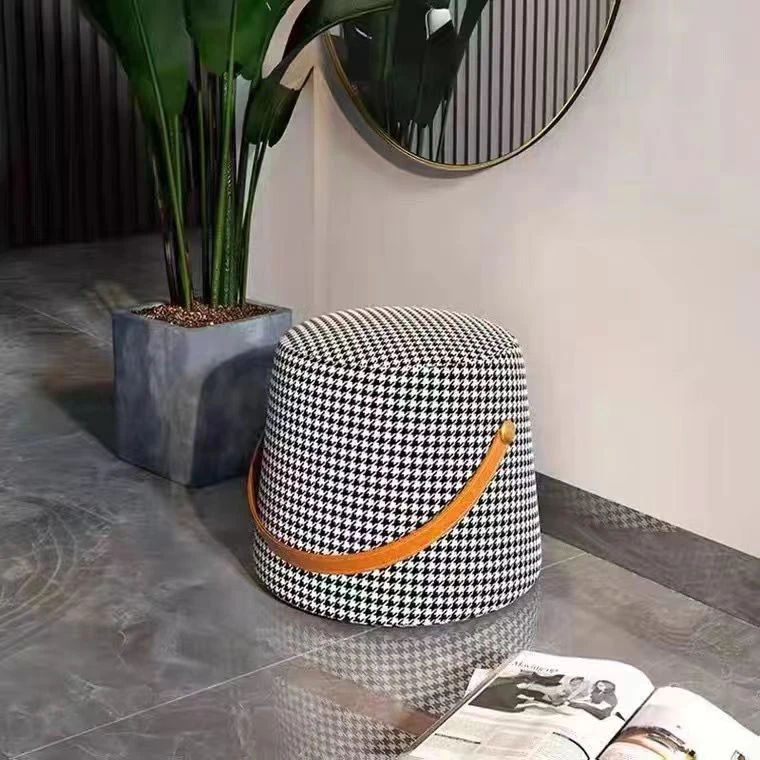 实木千鸟格手提凳换鞋凳家用小凳榻榻米客厅房间脚踏凳矮凳懒人凳