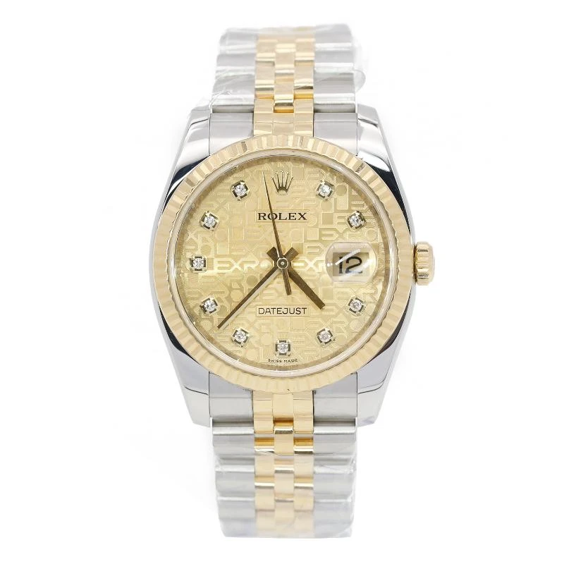 95新 Rolex/劳力士 单表/日志/116233/香槟花盘镶钻/36表径