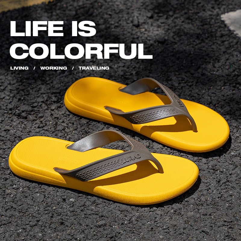 路拉迪拖鞋人字拖防滑夏天拖鞋耐磨时尚户外黑色橡胶夹脚沙滩鞋男