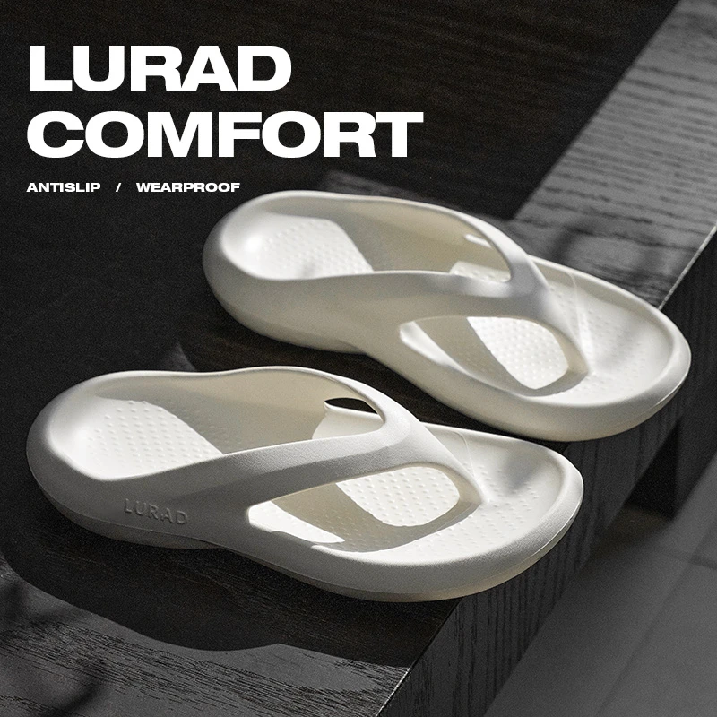 路拉迪简约夏季厚底中跟人字拖男外穿夹脚凉拖鞋海边坡跟沙滩鞋潮