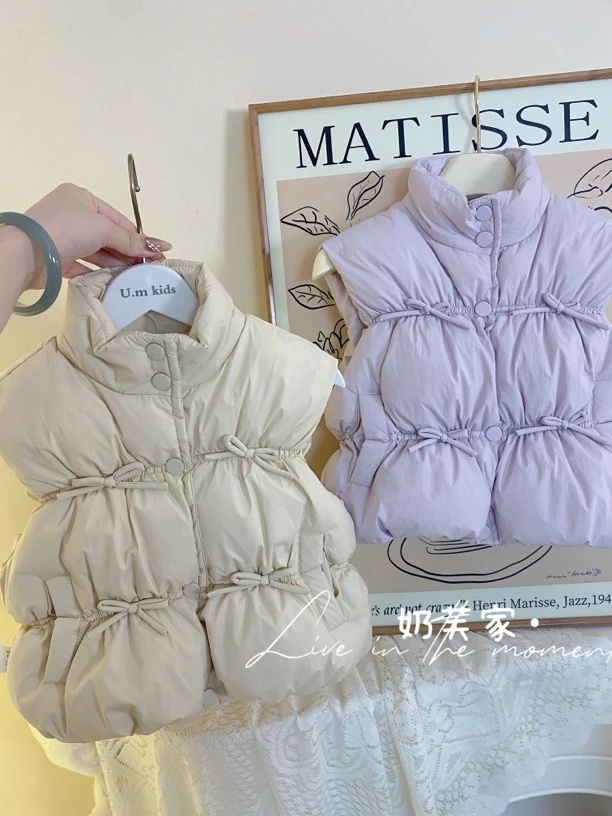 女童马甲秋冬装2024新款洋气儿童夹棉背心冬季女宝宝保暖坎肩马夹