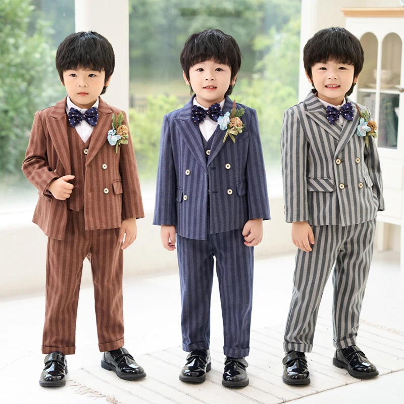 儿童西服套装秋冬英伦绅士花童婚礼服新款男童周岁生日摄影服