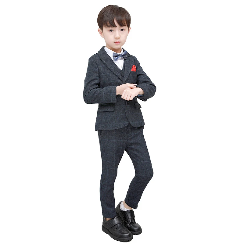 秋冬新款男童西装套装小孩走秀演出小西服儿童生日婚礼花童礼服