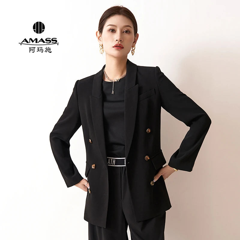 AMASS/阿玛施气质双排扣时尚修身长袖西装外套5400373-2062811-00