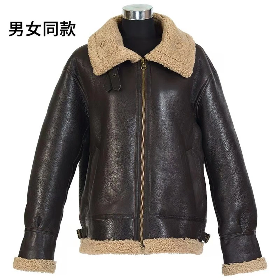 原生态皮毛一体b3机车服绵羊皮真皮真毛加厚保暖百搭皮草外套秋冬