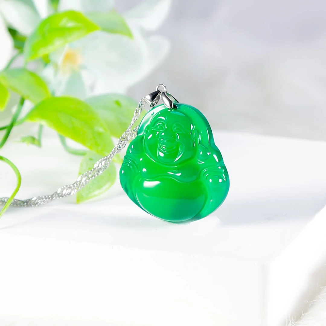 欣欣珠宝天然玉石轻奢透亮绿佛女款送礼T067（颜色微差）玉髓