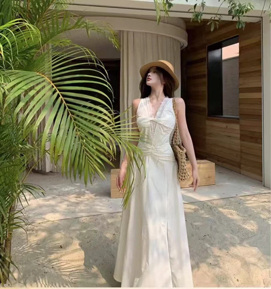 清 仓法式纯欲蕾丝超好看气质连衣裙女夏季新款法式a字长款裙子