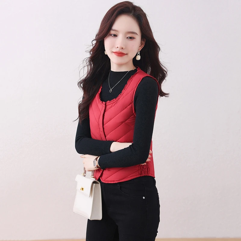 【20-80岁都可穿】女羽绒丝马甲轻薄保暖贴身背心秋冬马夹内穿坎肩