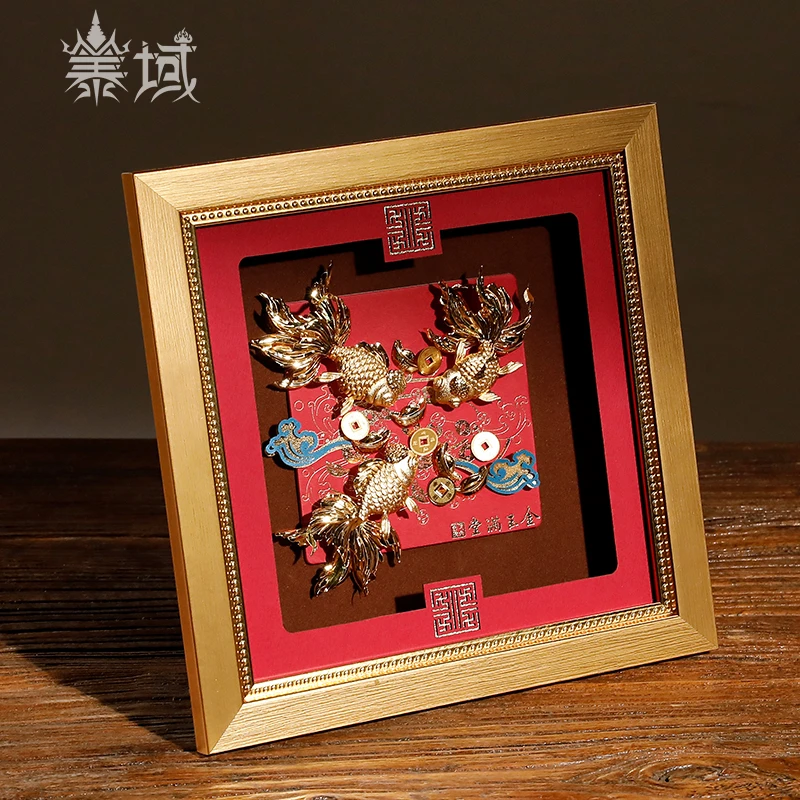 泰域《金玉满堂》千足金箔 餐厅茶室玄关书房办公室桌面摆台装饰画