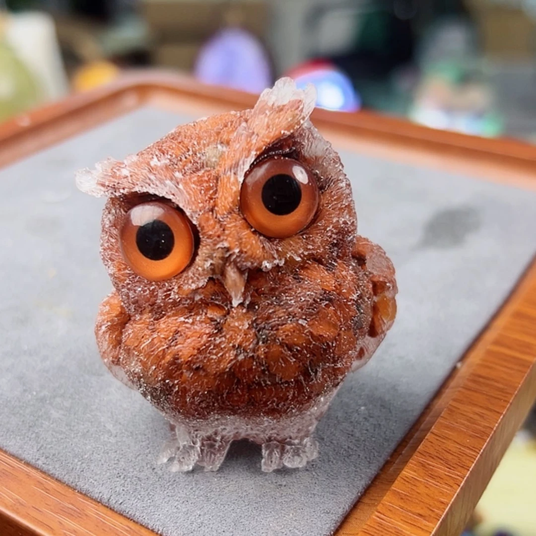 【闪购商品】水晶大型摆件（非配饰）银S925镶嵌红猫头鹰