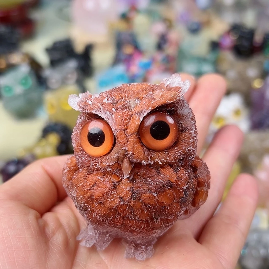 【闪购商品】紫晶大型摆件（非配饰）未镶嵌红猫头鹰