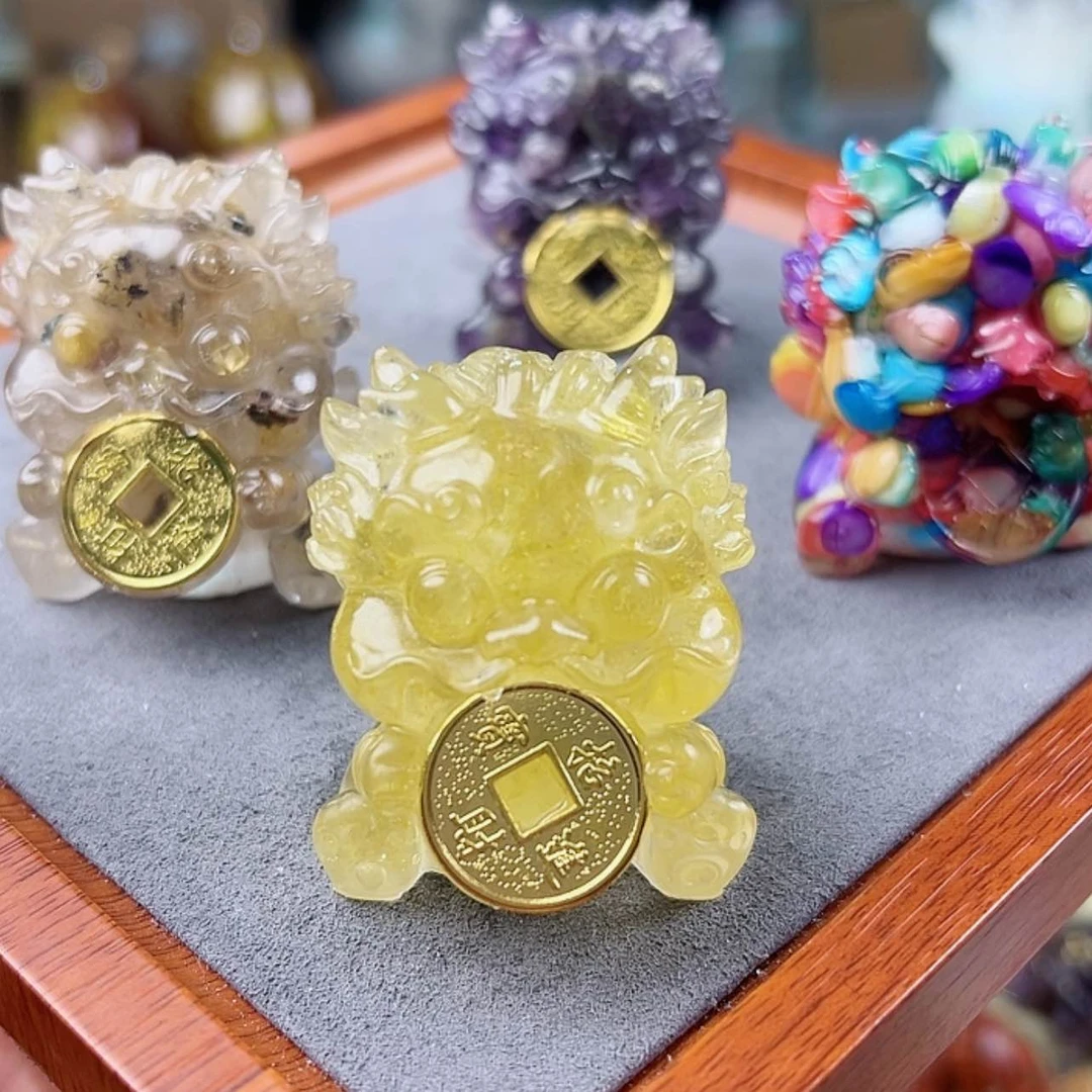 【闪购商品】水晶大型摆件（非配饰）未镶嵌紫黄发彩吞金兽