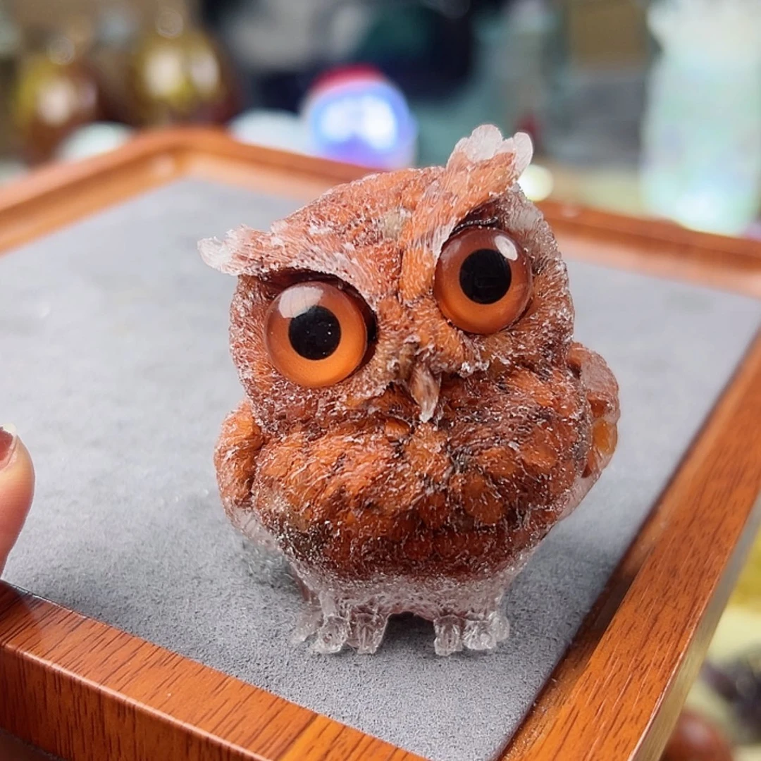 【闪购商品】水晶大型摆件（非配饰）未镶嵌红猫头鹰