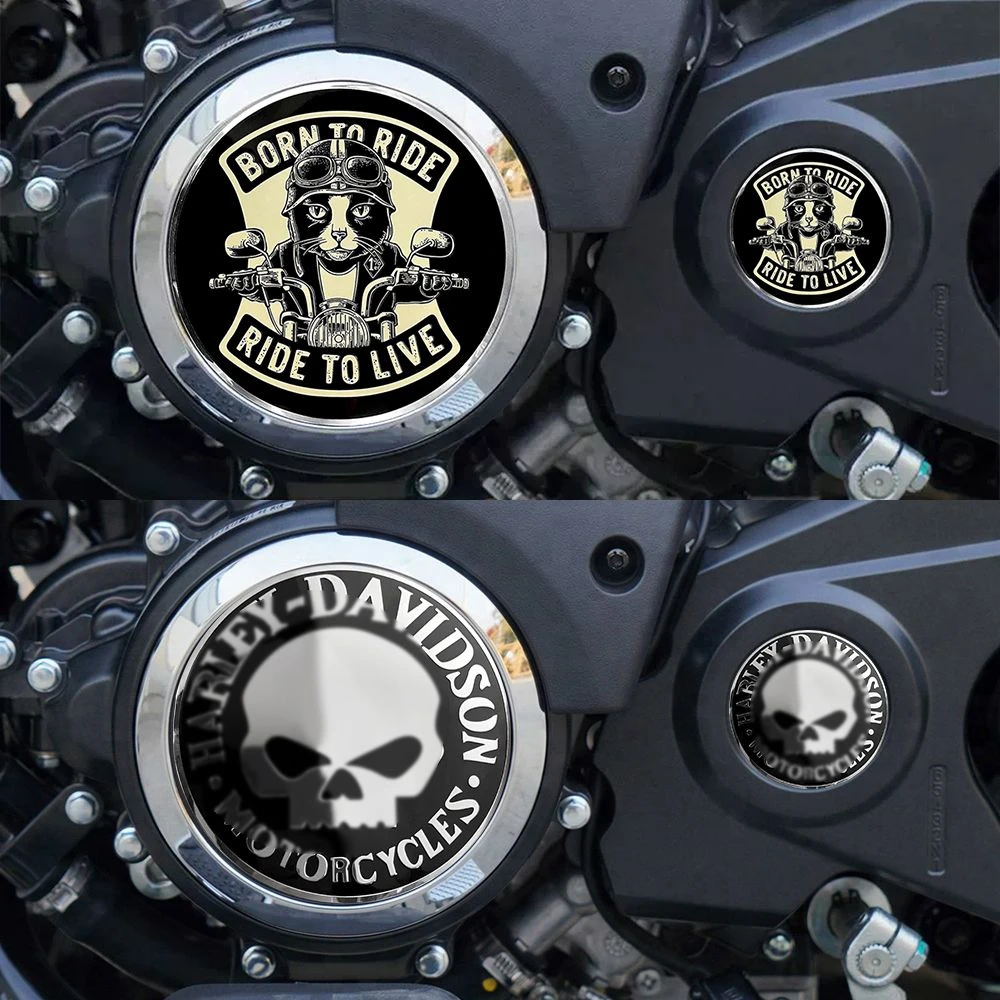 适用豪爵TR300金吉拉灰石250摩托离合盖发动机猫骑士标志金属贴标