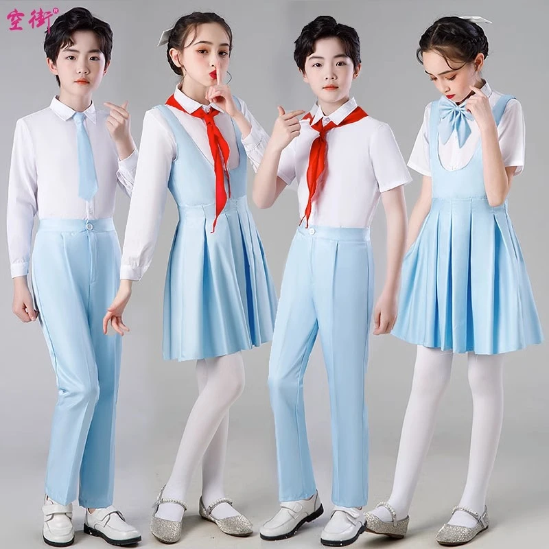 冯琳同款儿童国庆合唱服中小学生朗诵比赛男女童红领巾演出服套装