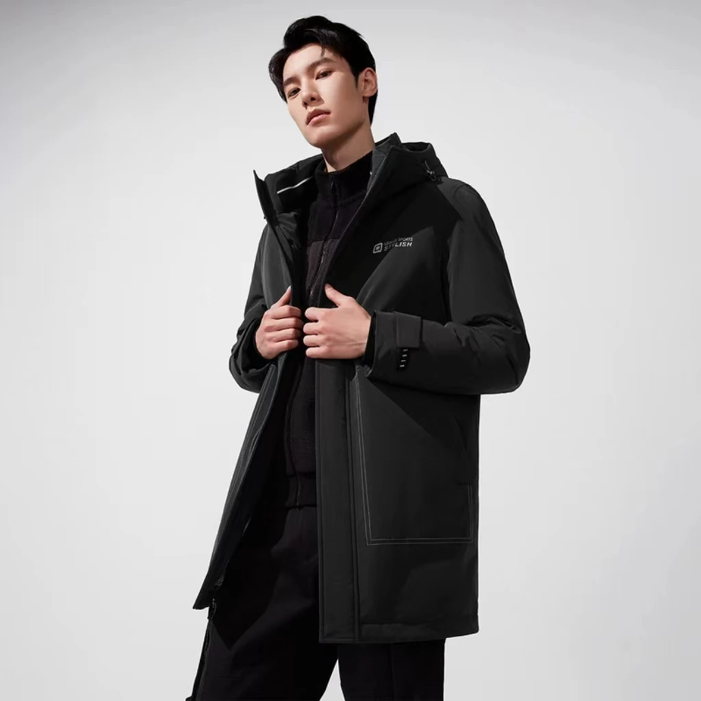 H加剪标断码保暖三防面料中长款羽服连帽休闲时尚男士保暖长袖