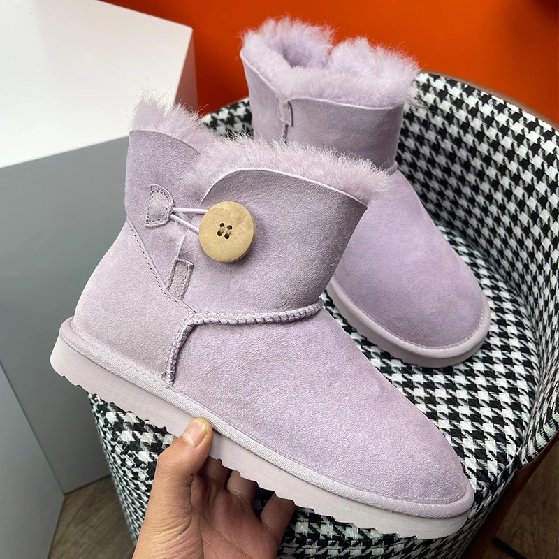 【羊皮毛一体断码清仓】雪地靴女短筒短靴保暖羊毛加厚毛绒