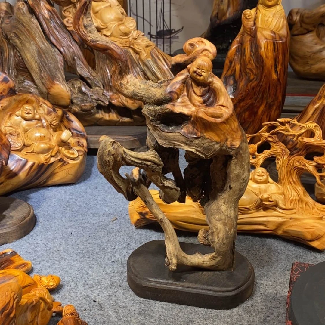 【闪购商品】柏木（崖柏）雨**光根雕木雕工艺品摆件家居手把件