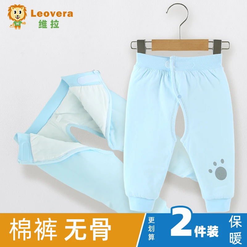 新生婴儿棉裤秋冬季保暖0-12个月男女宝宝开裆裤子护肚魔术贴加厚
