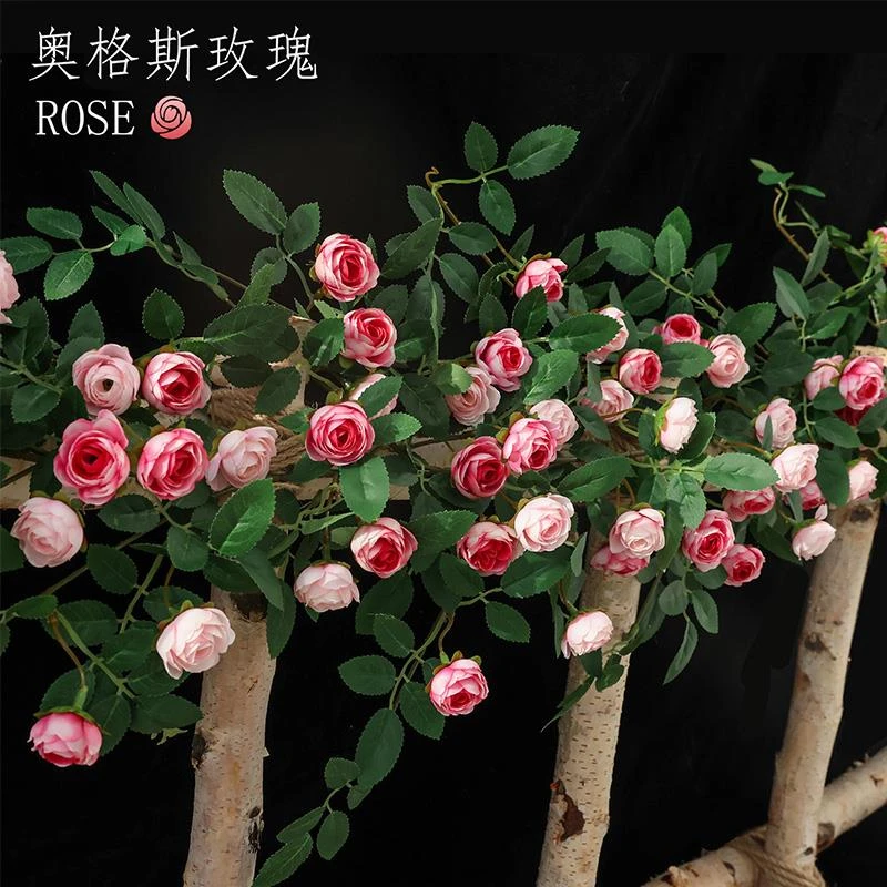 仿真玫瑰花藤假花藤条空调暖气管道藤蔓缠绕装饰塑料植物遮挡