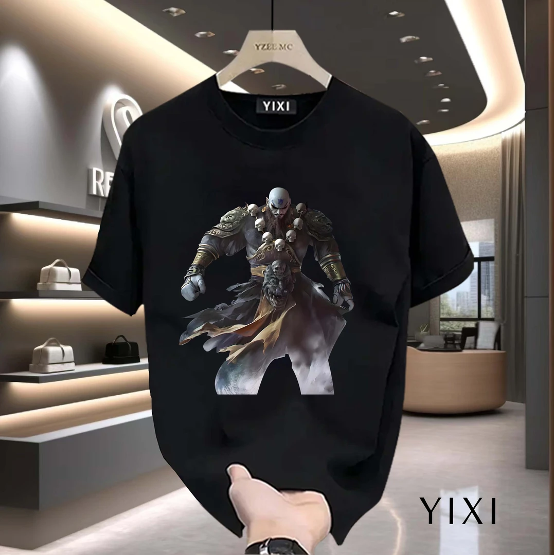 首夕2024夏季新款重磅短袖男潮牌T恤宽松黑神话沙僧印花休闲上衣