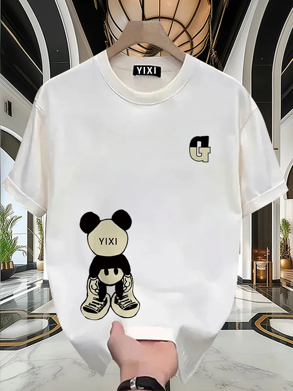 首夕高品质夏季新款美式重磅纯棉短袖创意T恤宽松潮牌简约男圆衣