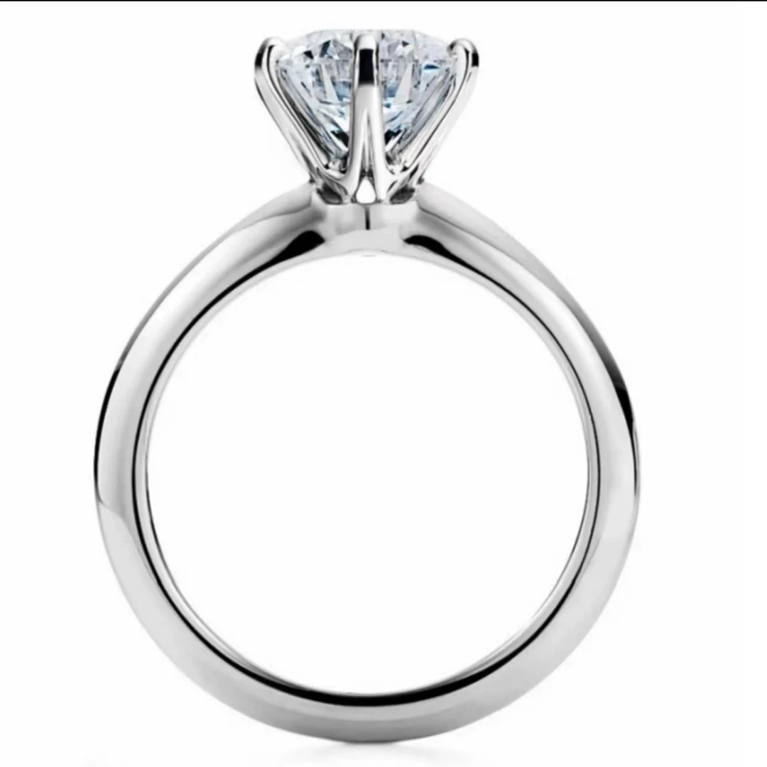 925银莫桑石戒指 经典【T家六爪】0.5-5ct时尚定制镶嵌情侣结婚对戒