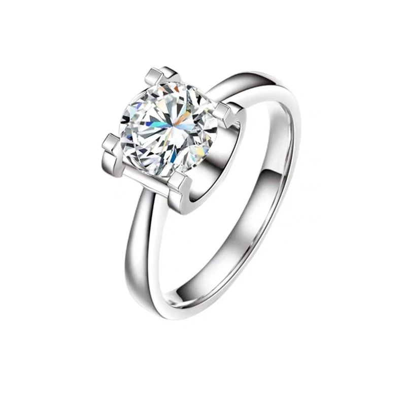 925银莫桑石戒指 【经典牛头】0.5-5ct /时尚定制镶嵌情侣/结婚对戒