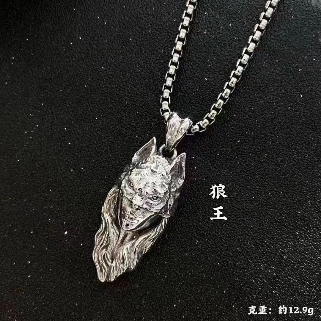 吊坠925银 【淼淼银饰】S925银时尚复古狼王吊坠