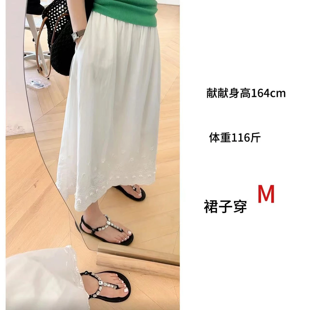 沿夏“小白”  精品60支精梳棉立体绣花小白裙 显瘦有凉感 24-289