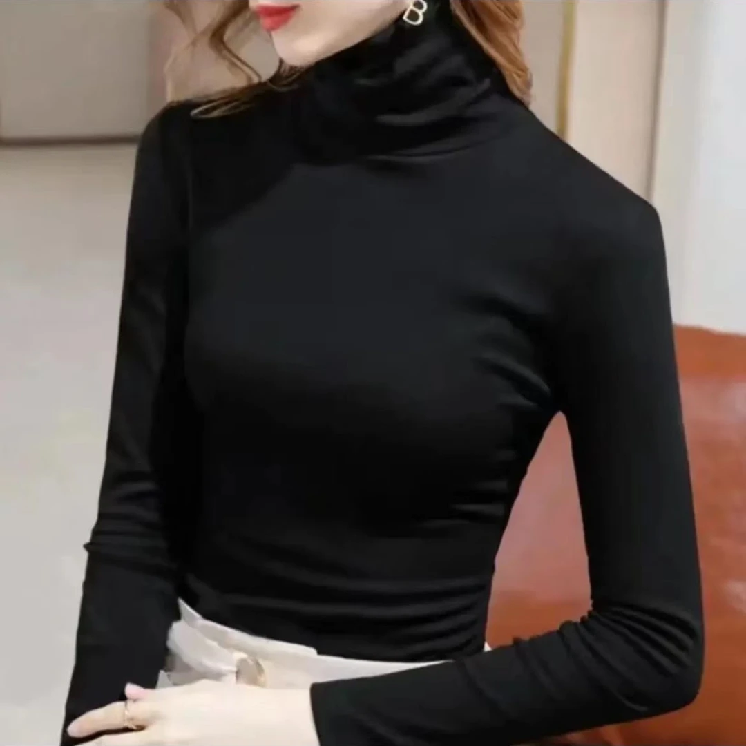 2025新款高领莫代尔棉气质百搭加绒加厚打底衫纯色长袖内搭中高领